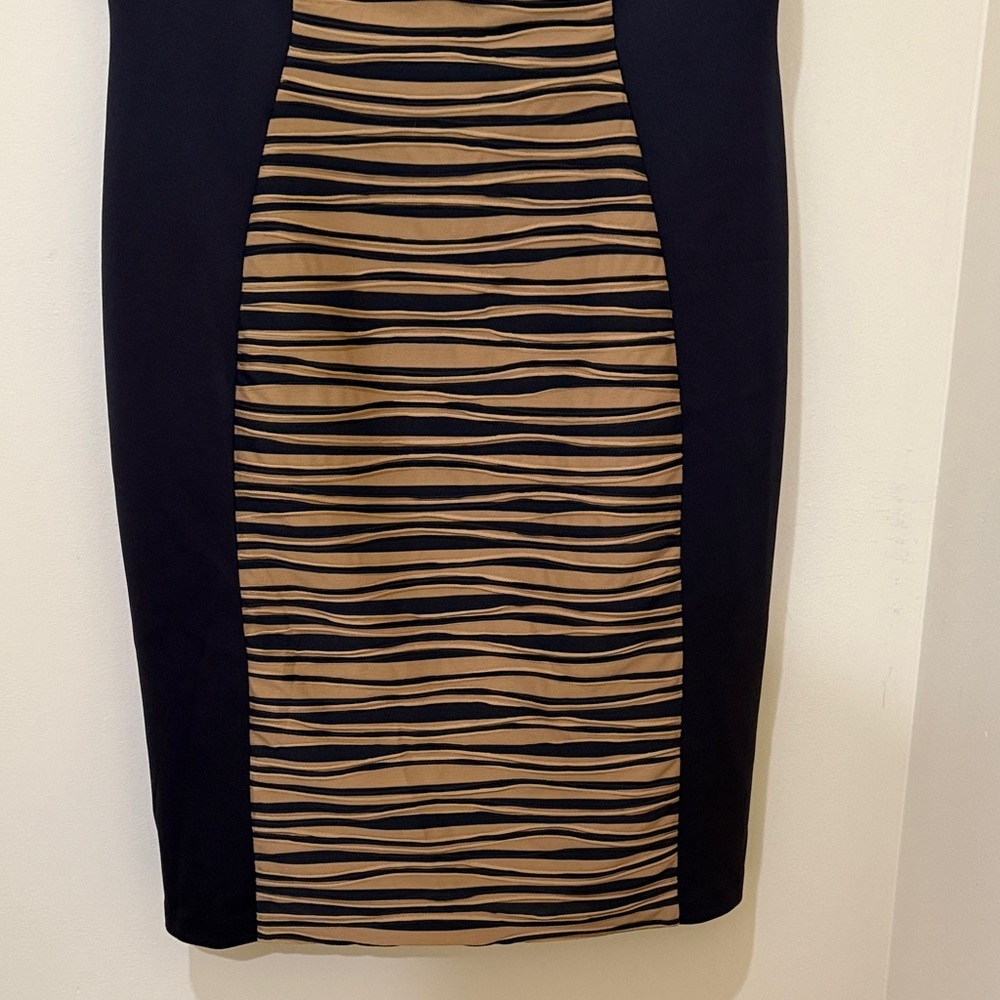 Connected Apparel Black and Brown Zebra Women’s Midi Dress Size 16/XL Stretch - Picture 5 of 8